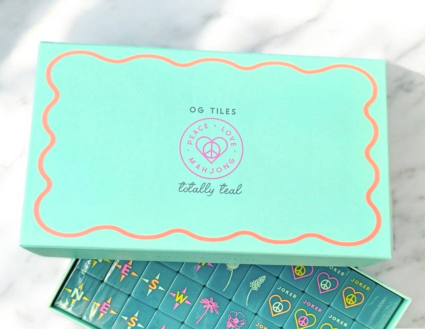 Peace Love Mahjong - OG Mahj Tiles - Totally Teal