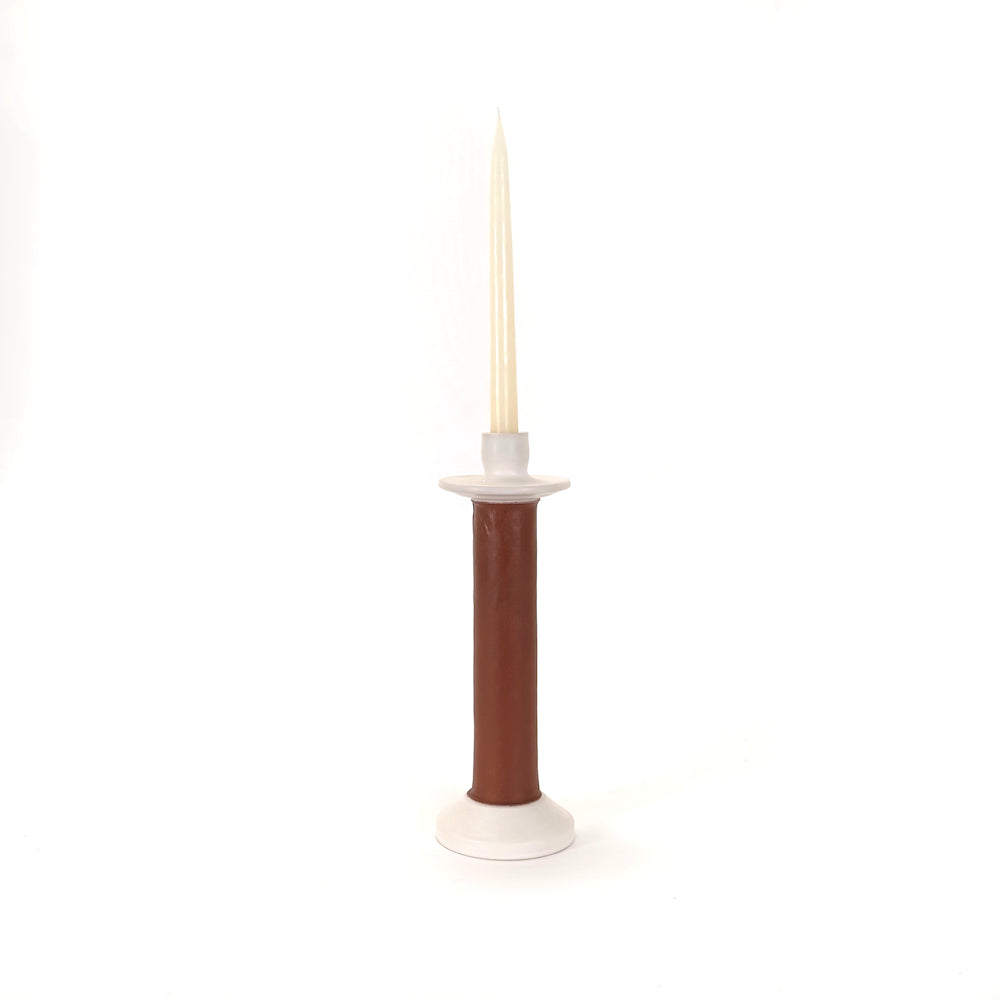 Leather-Wrapped Candle Holder