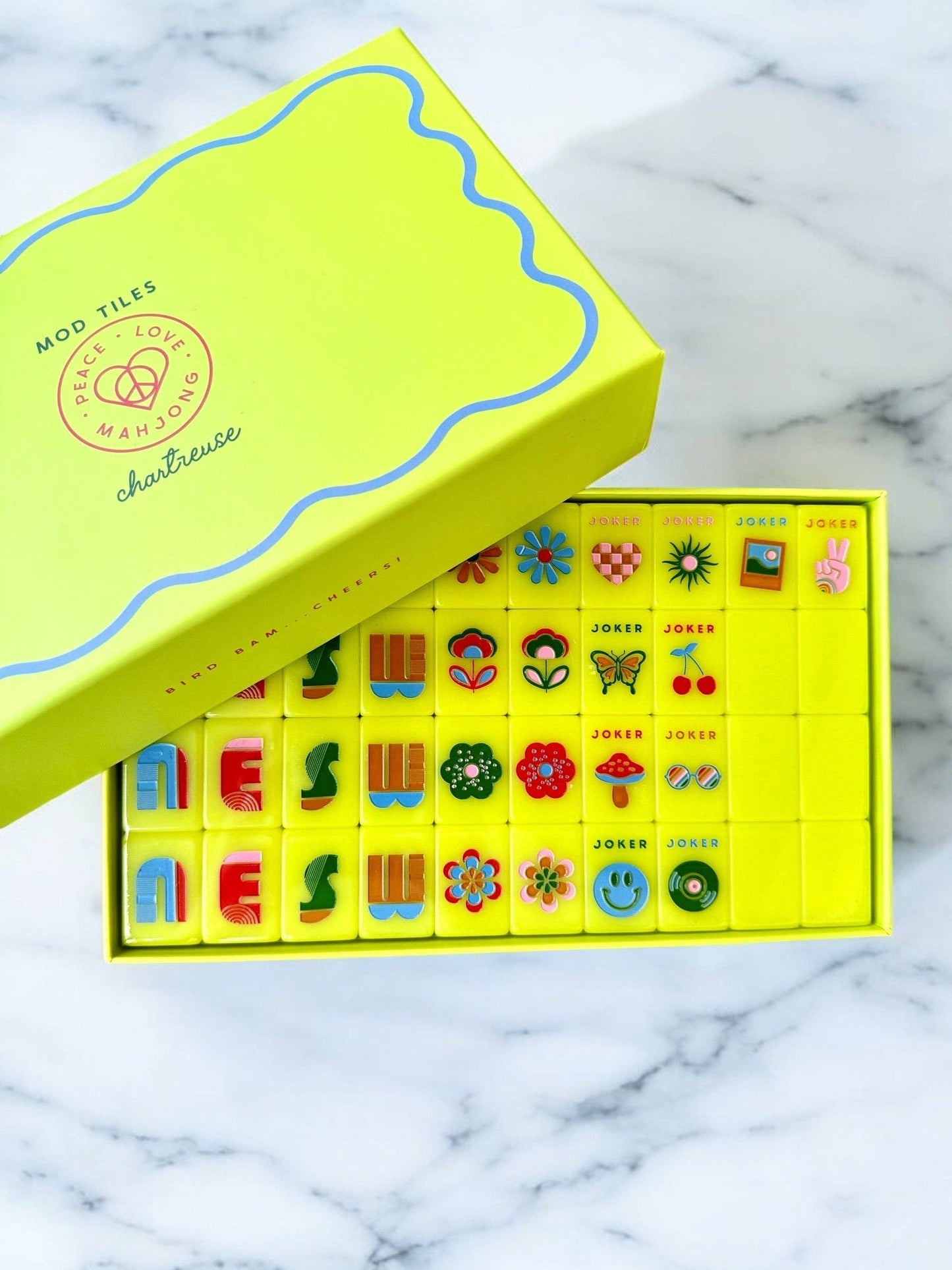 Peace Love Mahjong - Mod Tiles - Chartreuse