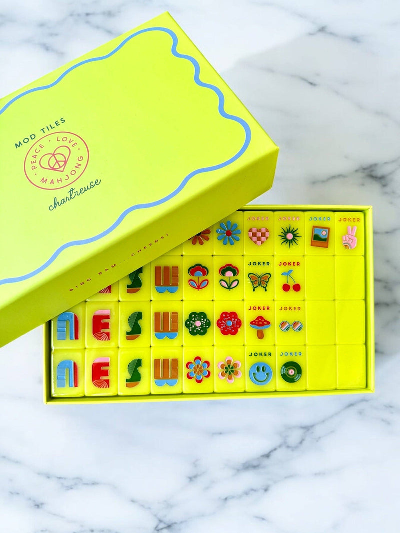 Peace Love Mahjong - Mod Tiles - Chartreuse