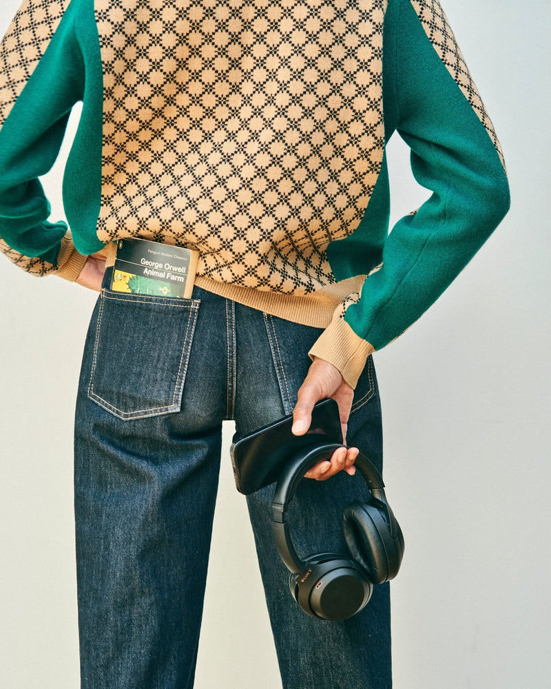 Graphic Sport Block Check Cardigan