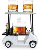 The Wine Savant /  Khen Glassware - Golf Cart Whiskey Decanter & Ball Glasses