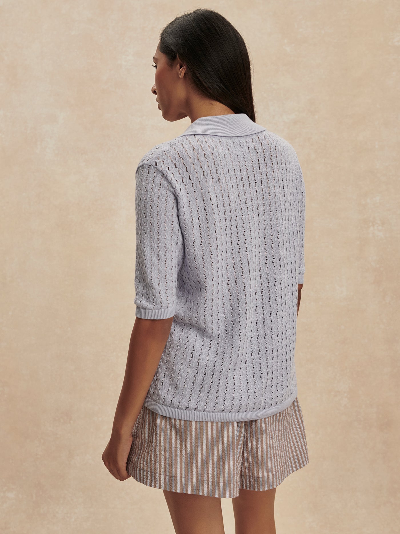 Varley Madelene Knit Shirt Pale Iris detail
