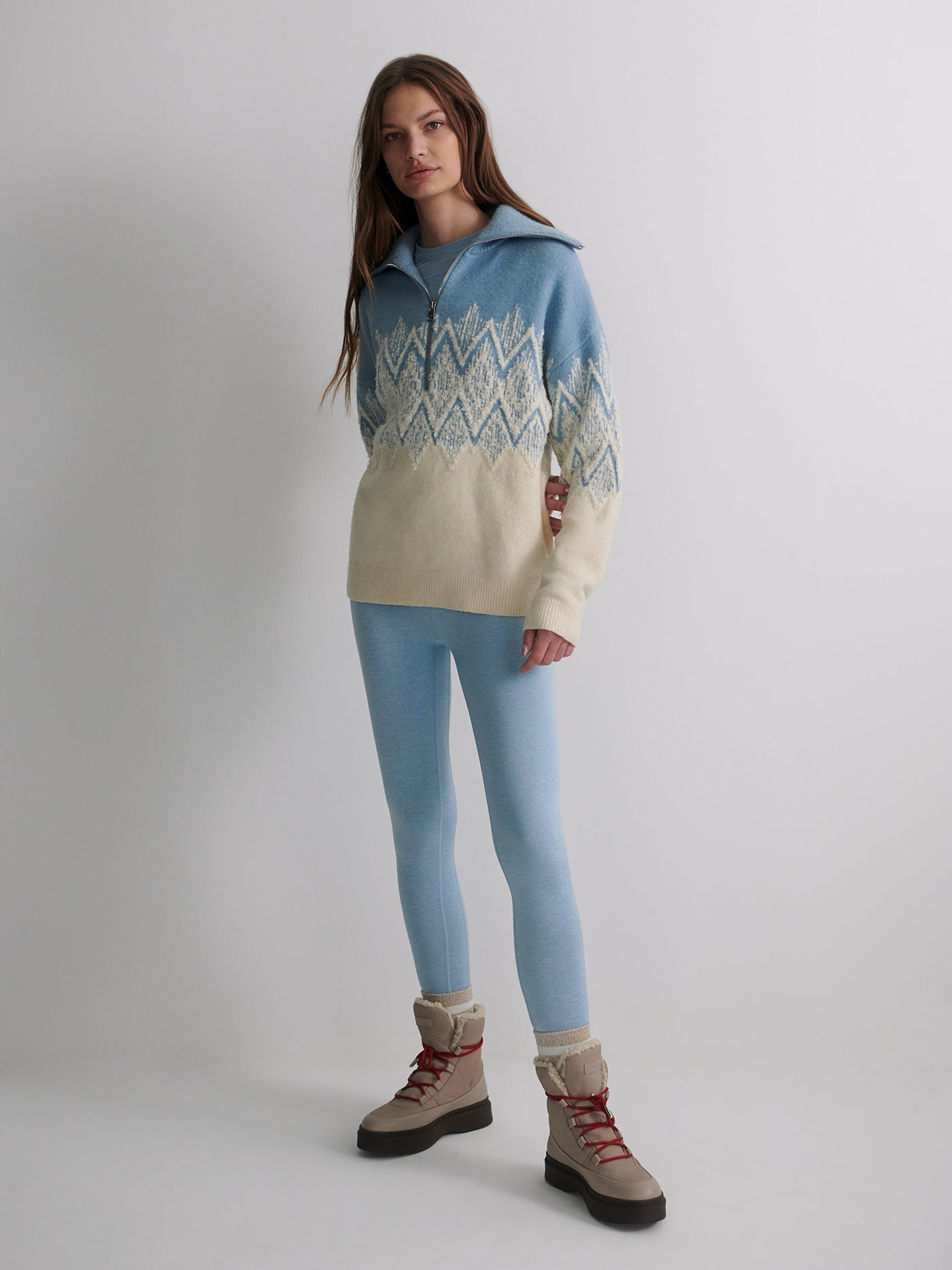 Varley - Hedda Fairisle Half-Zip Knit - Ashley Blue