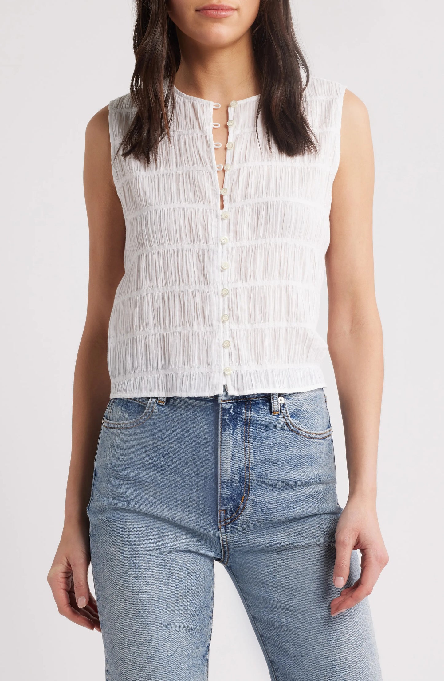 FRAME - The Smocked Tank - White