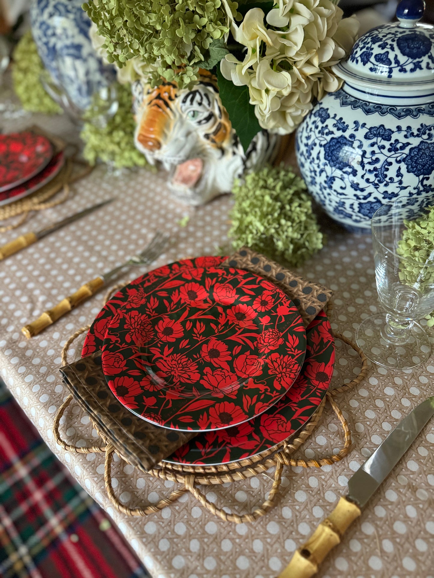 8” Melamine Salad / Dessert Plate, ITALIAN PEONY, Set of 6