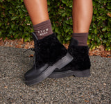 ROAM - Cloud Moto Lace-Up Boot Vegan Leather & Shearling - Black