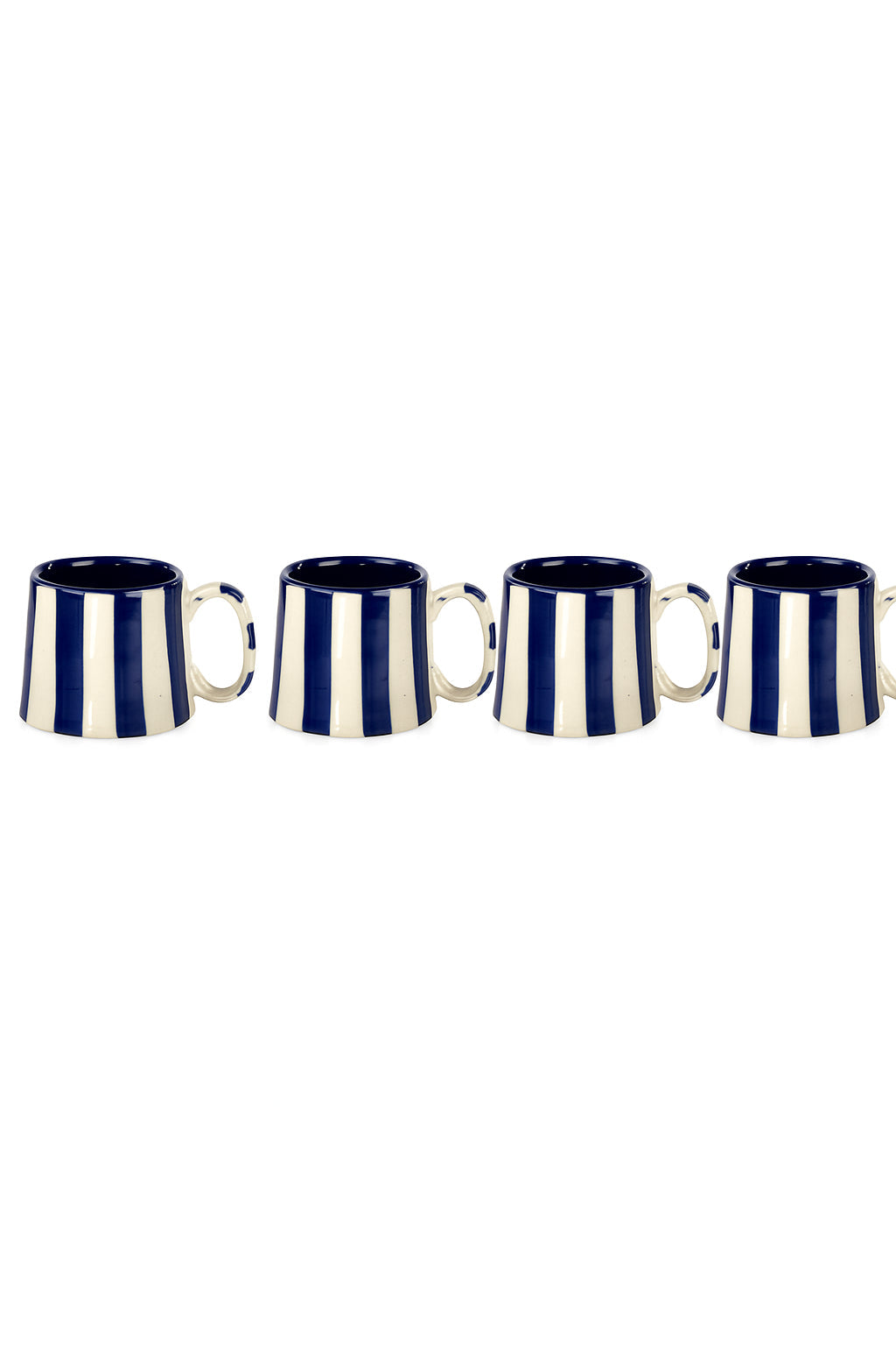 Ceramic Dark Blue Stripe  Coffee cup - 3.5 x 2.5 Inches ( Set of 4 )