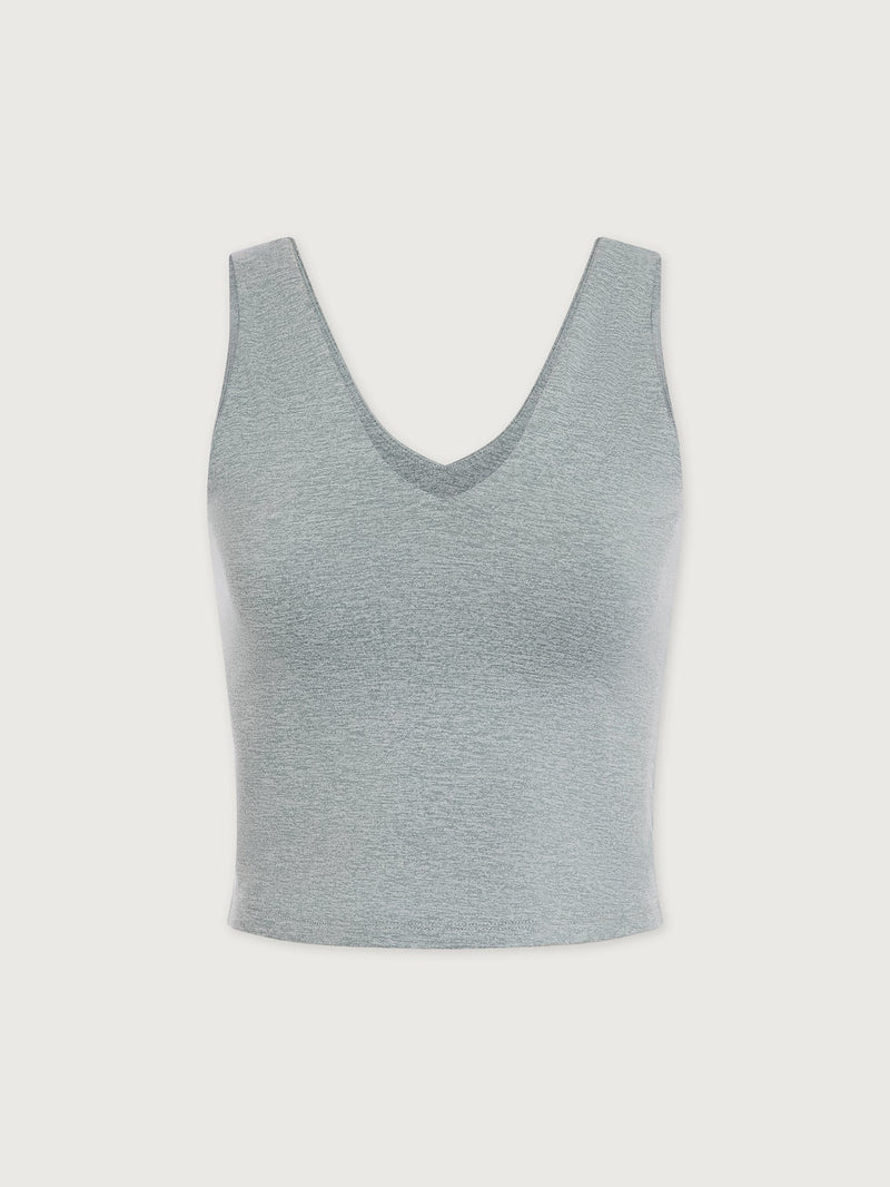 Ruby Cropped Tank in Blue Green Marl on model