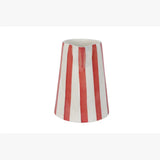 Ceramic Stripe Pitcher, Red- 8.25 x 8.25 x 8 Inches