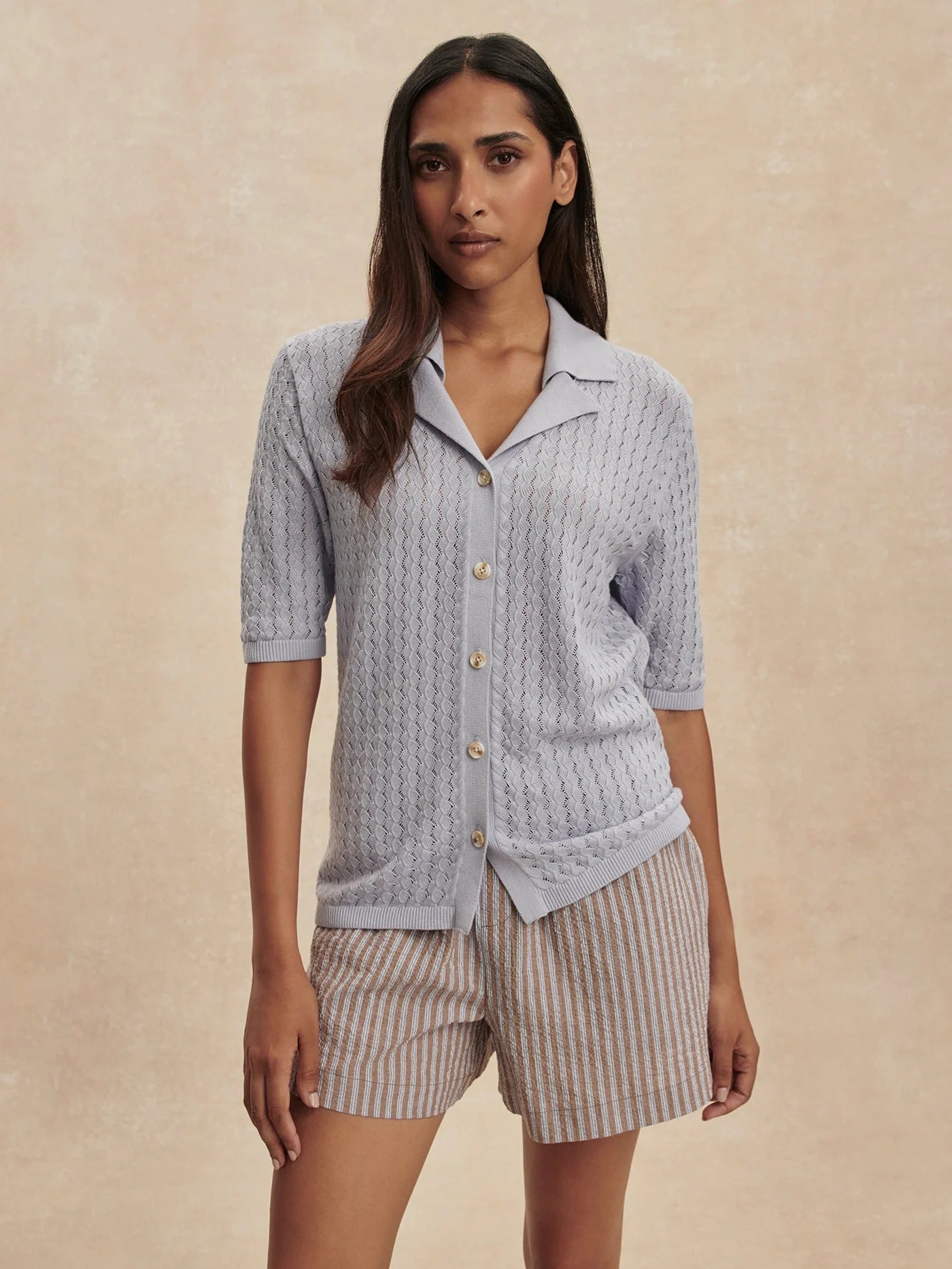 Varley - Darina Short 4 - Cocoa Blue Stripe