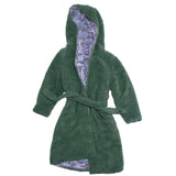Reversible Glow-in-the-Dark & Sherpa Robe for Kids - Green Dino Bones