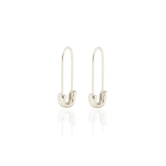 Safety Pin Hoop Earrings: Sterling Silver