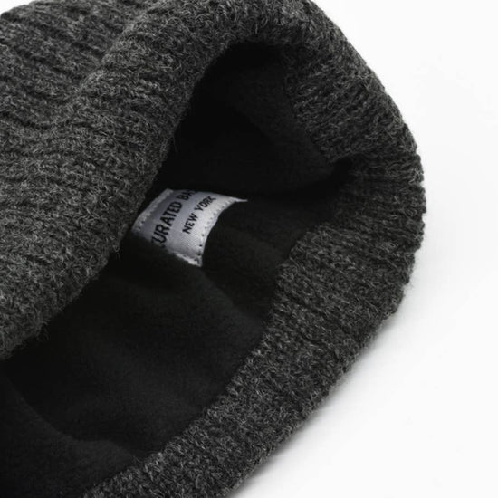 Load image into Gallery viewer, Fleeced Lined Wool Beanie, Charcoal
