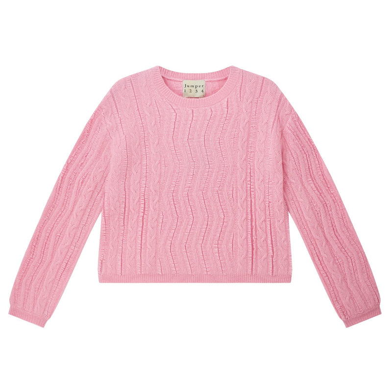 Jumper123 - Raw Cut Cable Crew Sweater