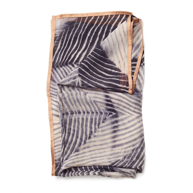 Samu Black Hand Crafted  Shibori Print Silk Chiffon Sqaure Scarf
