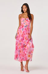 ASTR The Label - Bayley Floral Pleated Maxi Dress - Pink Multi Floral