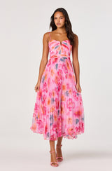 ASTR The Label - Bayley Floral Pleated Maxi Dress - Pink Multi Floral