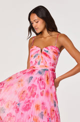 ASTR The Label - Bayley Floral Pleated Maxi Dress - Pink Multi Floral