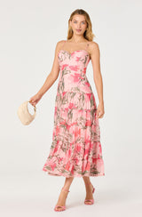 ASTR The Label - Lianna Floral Scalloped Trim Tiered Maxi Dress - Pink Floral