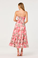 ASTR The Label - Lianna Floral Scalloped Trim Tiered Maxi Dress - Pink Floral