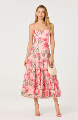 ASTR The Label - Lianna Floral Scalloped Trim Tiered Maxi Dress - Pink Floral