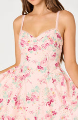 ASTR The Label - Birdie Floral Eyelet Sweetheart Mini Dress