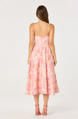 ASTR The Label - Janna Floral Plunge Midi Dress - Carnation Pink