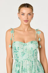 ASTR The Label - Halcyon Floral 3D Flower Appliqué Midi Dress - Green Floral