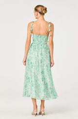 ASTR The Label - Halcyon Floral 3D Flower Appliqué Midi Dress - Green Floral