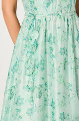 ASTR The Label - Halcyon Floral 3D Flower Appliqué Midi Dress - Green Floral