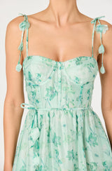 ASTR The Label - Halcyon Floral 3D Flower Appliqué Midi Dress - Green Floral