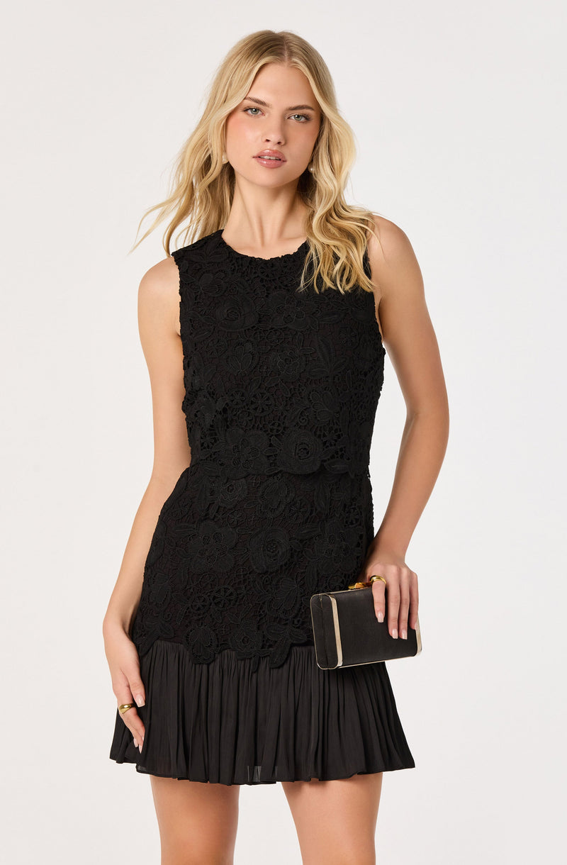 Berklee Lace Bodice Mini Dress - Black