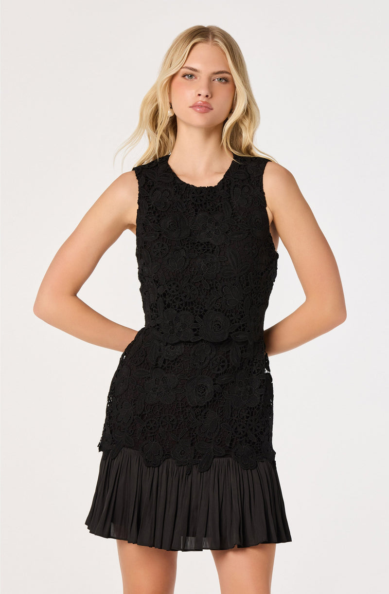 Berklee Lace Bodice Mini Dress - Black