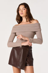 Oaklee Faux Leather Skort - Brown