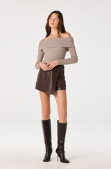 Oaklee Faux Leather Skort - Brown