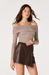 Oaklee Faux Leather Skort - Brown
