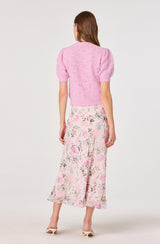 ASTR The Label - Kaydence Puff Sleeve Bobble Stitch Cardigan - Pink