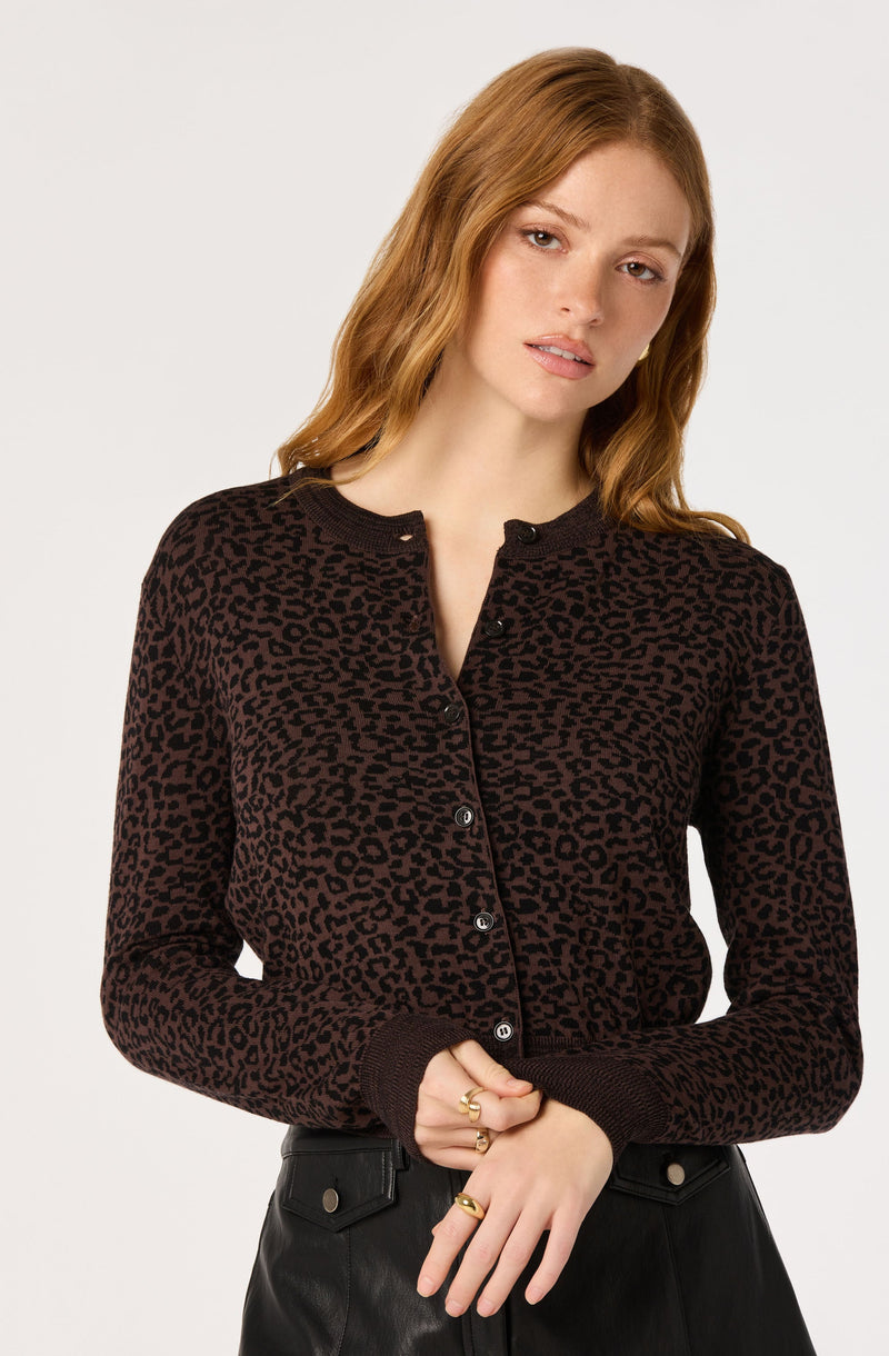 Nikki Leopard Print Cardigan - Espresso Leopard