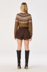Daria Fair Isle Cable Knit Sweater - Camel