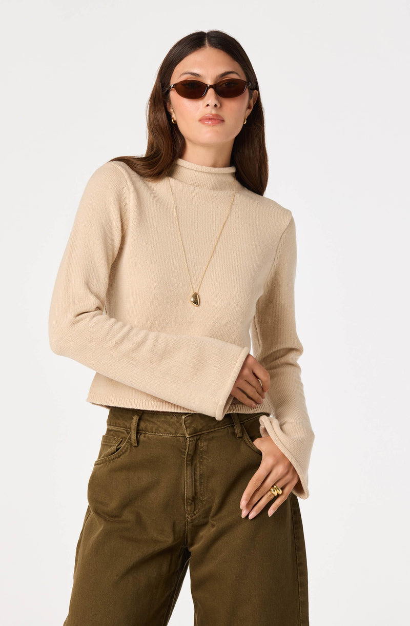 May Bell Sleeve Mock Neck Sweater - Oatmeal