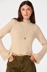 May Bell Sleeve Mock Neck Sweater - Oatmeal