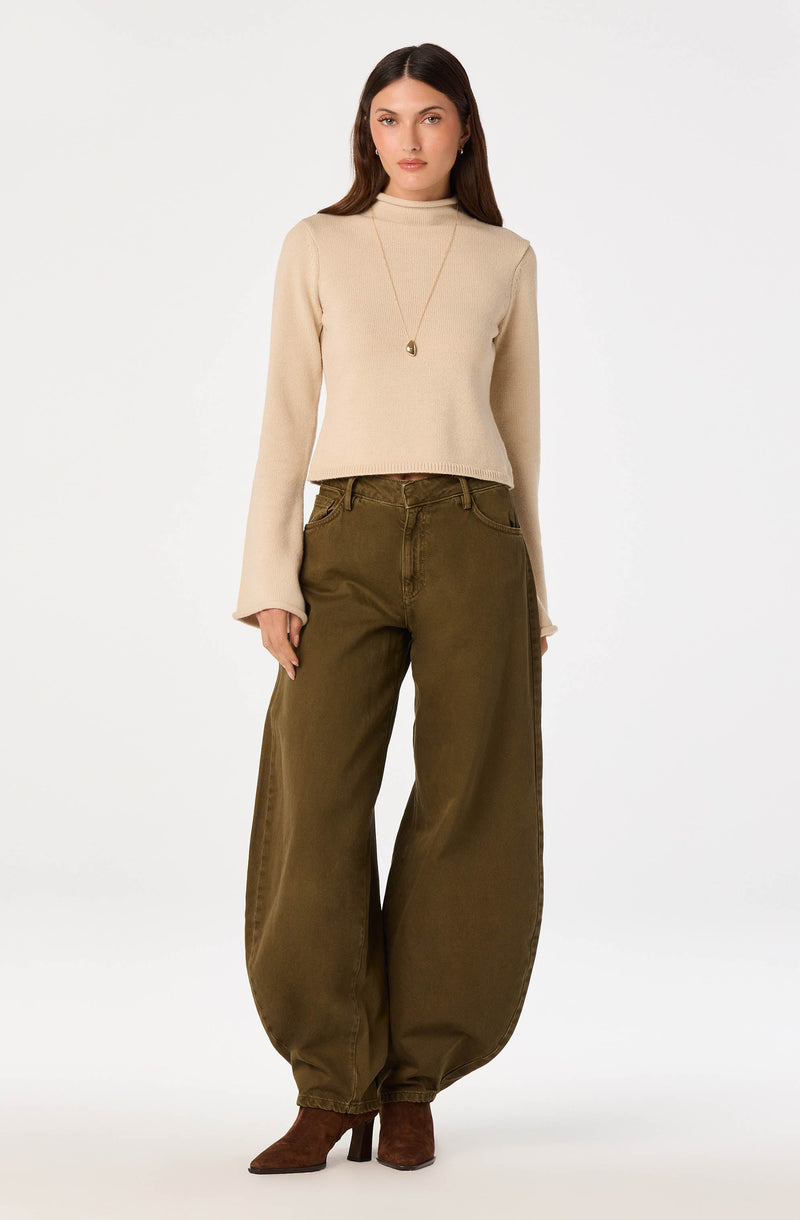 May Bell Sleeve Mock Neck Sweater - Oatmeal