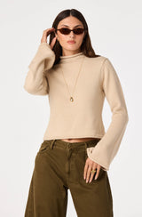 May Bell Sleeve Mock Neck Sweater - Oatmeal