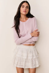 LoveShackFancy - Ruffle Mini Crystal Bow Skirt - White