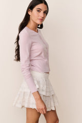 LoveShackFancy - Ruffle Mini Crystal Bow Skirt - White
