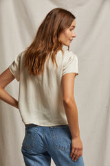 PerfectWhiteTee - Delphine Satin Crewneck Tee - Sugar
