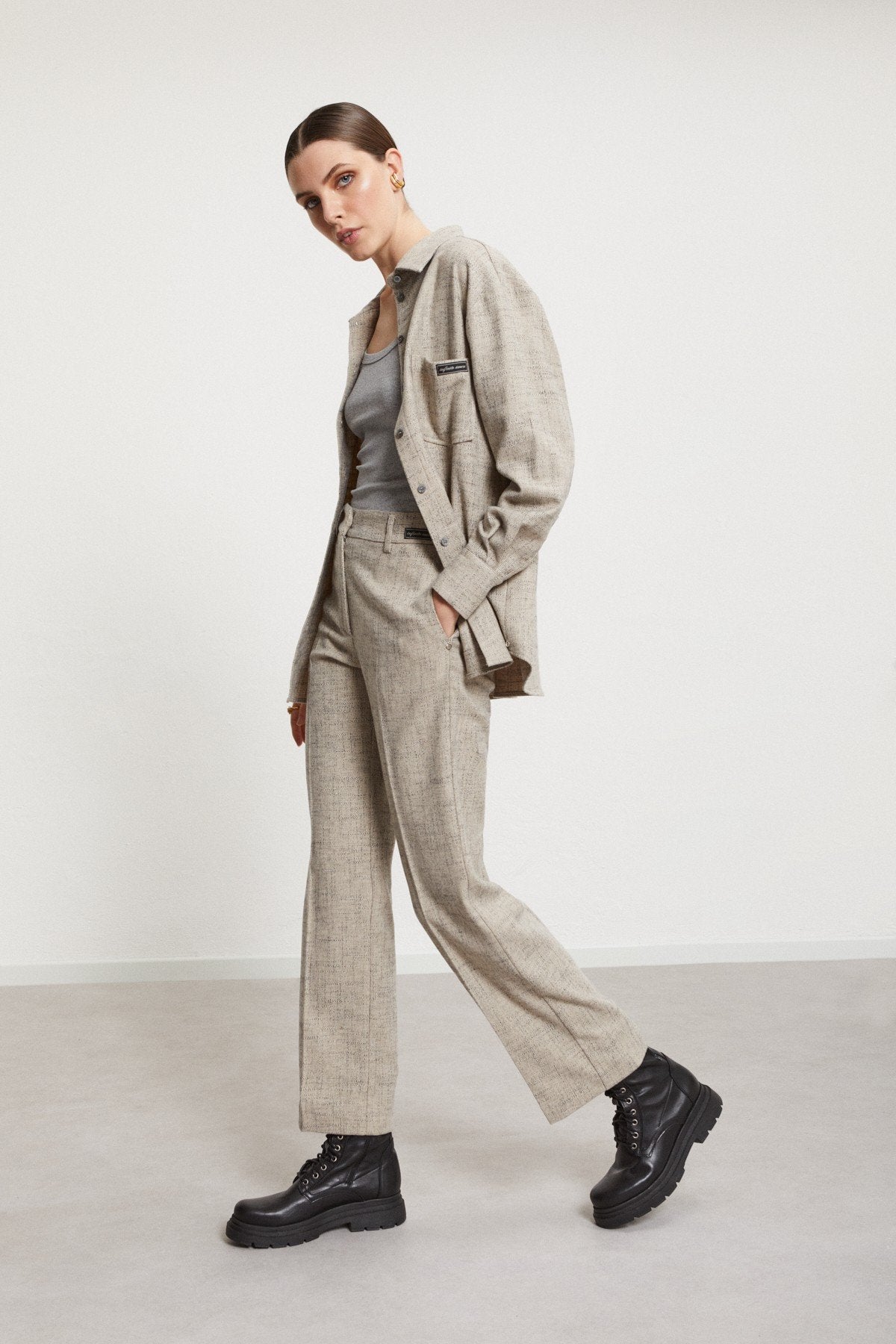 Ottod'Ame - Wool Blend Ankle Length Trousers - Stone