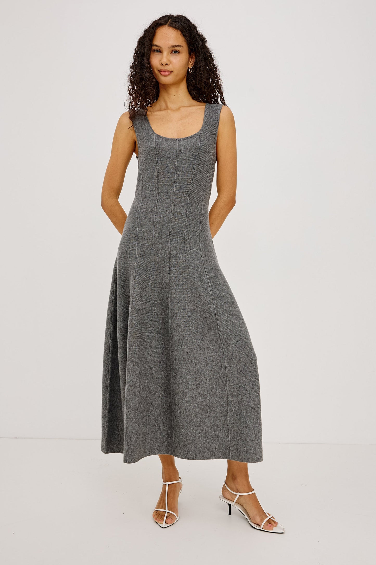 Angelica Dress in Heather Grey, front view