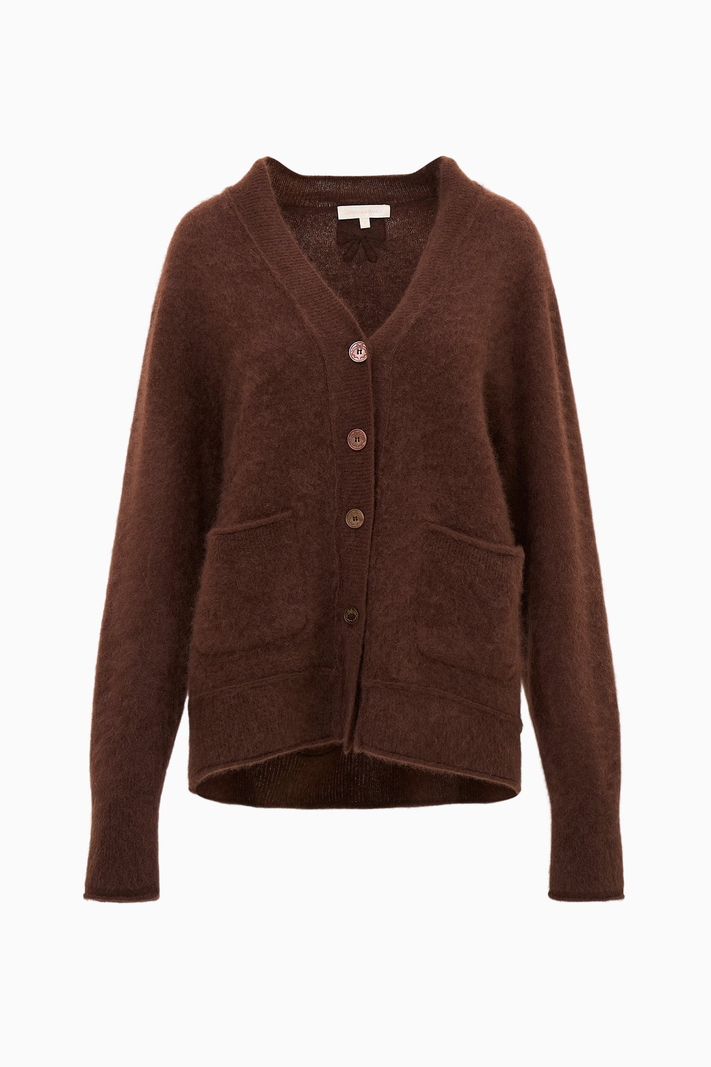 LoveShackFancy - Applene Brushed Cashmere Cardigan - Chocolate Brown